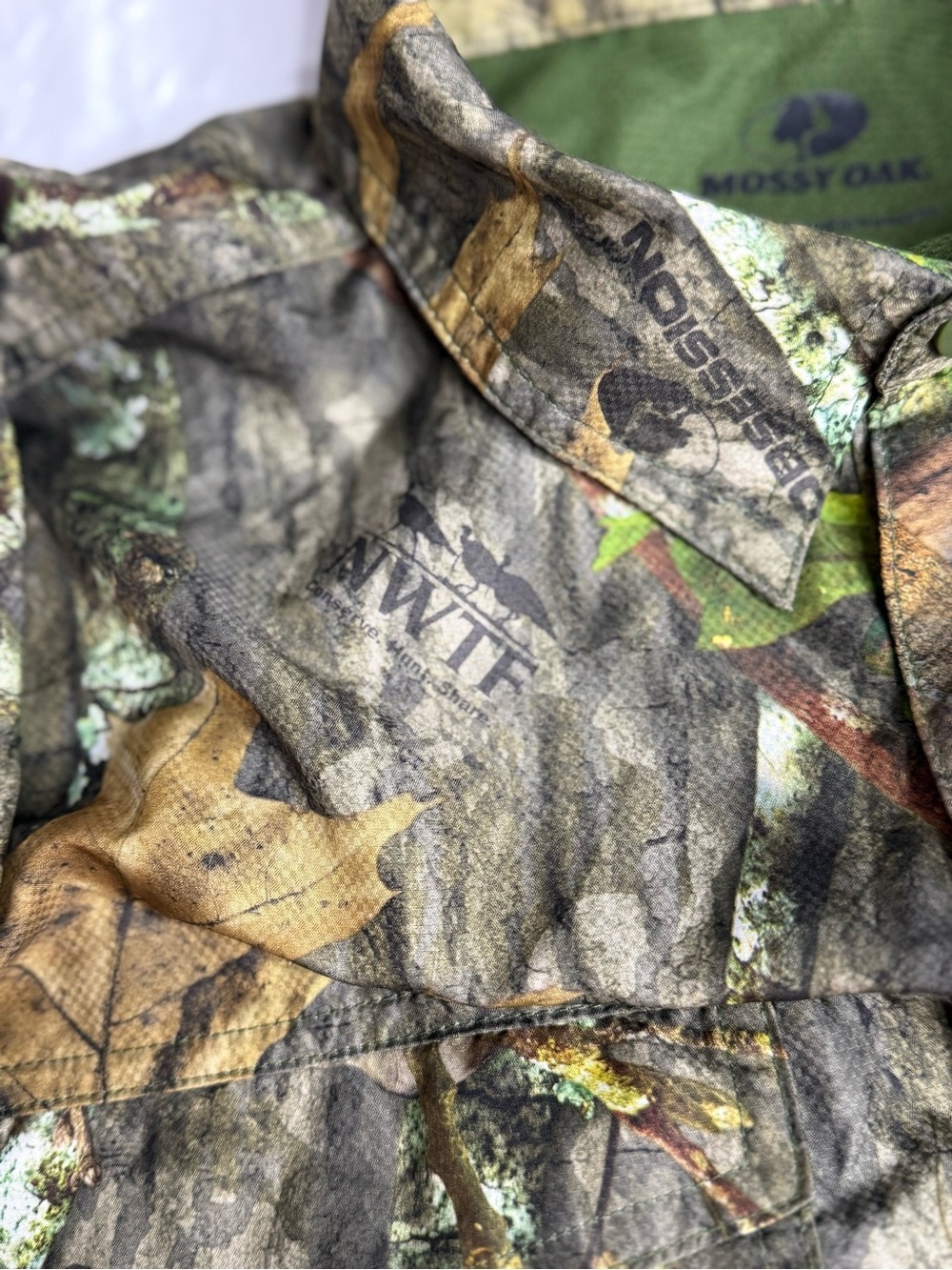 Mossy Oak NWTF Camo Button Up Hunting Shirt Mens XL Green Leaf Print - Picture 4 of 7